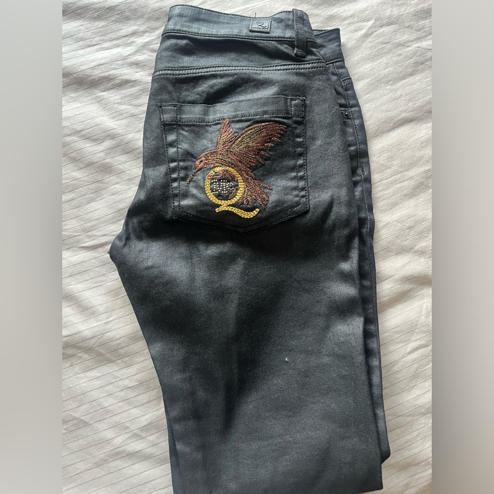 Vintage Alexander McQueen black denim pants with back embroidery - Picture 1 of 13